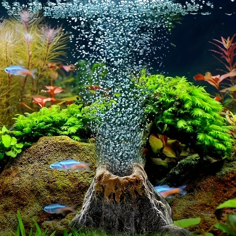 Fish Tank  Aquarium Volcano Shape Air Bubble Stone Oxygen Pump Decoration Ring Stone Tank Plate Air Pump Landscaping Decoration