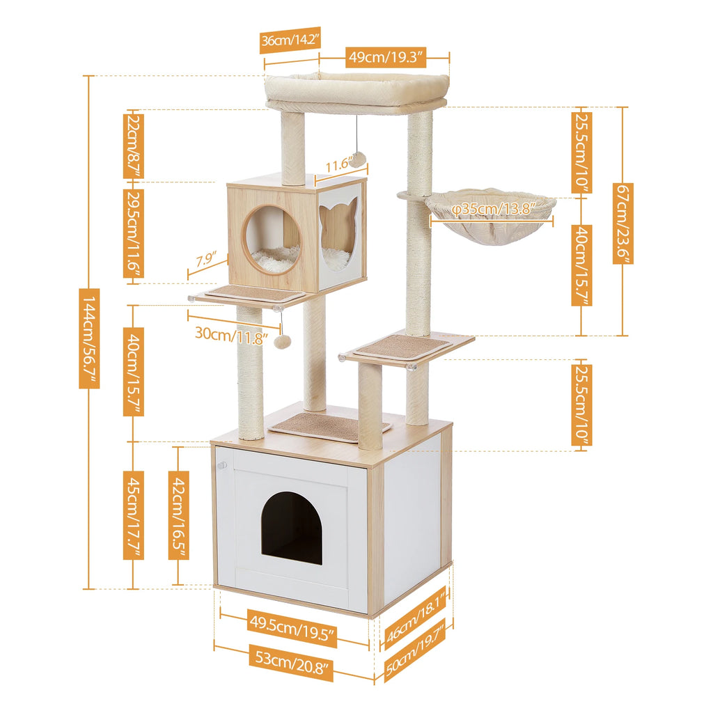 Multi-Level Cat Tree with Scratching Posts, Condo, Hammock & Top Perch