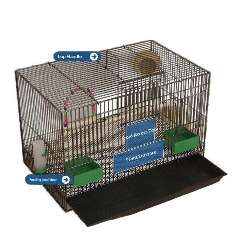 Large Metal Bird Cage with Removable Tray & Lockable Door
