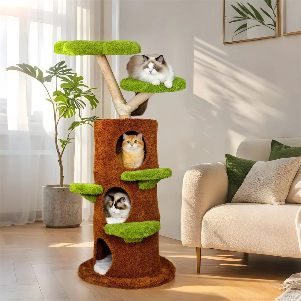 Multi-Level Cat Tree Tower with Sisal Post, Plush Cave & Activity Center