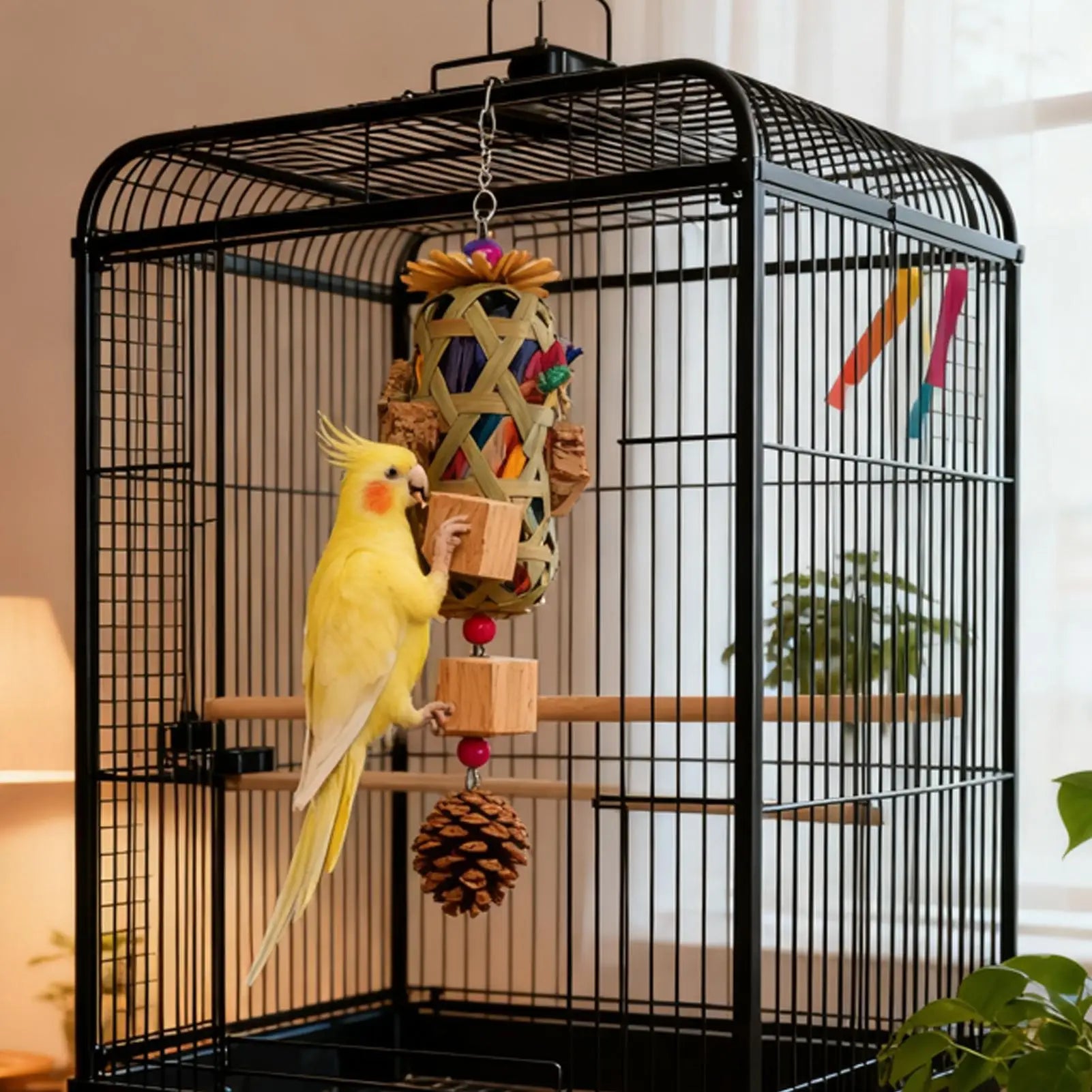 Bird Toys for Parrots Foraging Chew Pet Supplies Colorful Husk Parrot Toys for Mental Play Training Indoor Finches Lovebirds