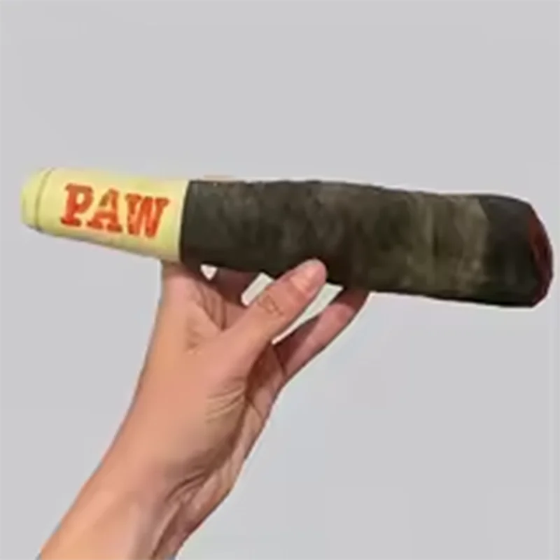 Funny Interactive Dog Toys Cigar Design Plush Squeaky Pet Toys Grinding Teeth Creative Chew Cool Stuffed Gifts for Dog Birthday
