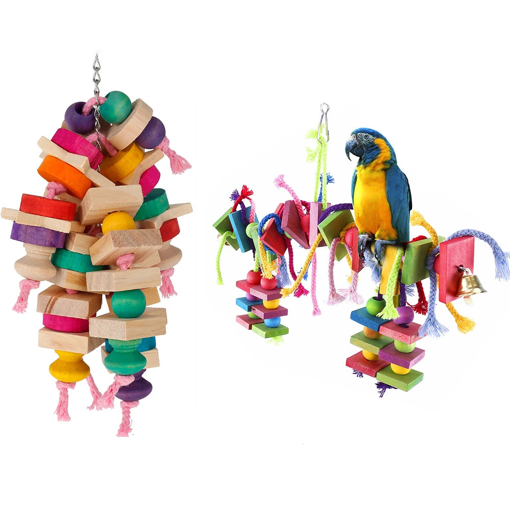 Wooden Parrot Foraging & Chewing Toy Set