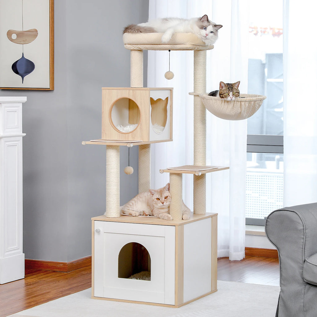 Multi-Level Cat Tree with Scratching Posts, Condo, Hammock & Top Perch