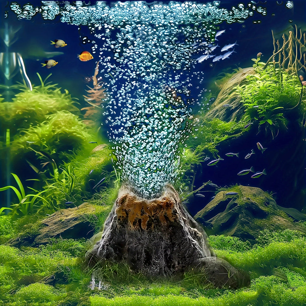 Fish Tank  Aquarium Volcano Shape Air Bubble Stone Oxygen Pump Decoration Ring Stone Tank Plate Air Pump Landscaping Decoration