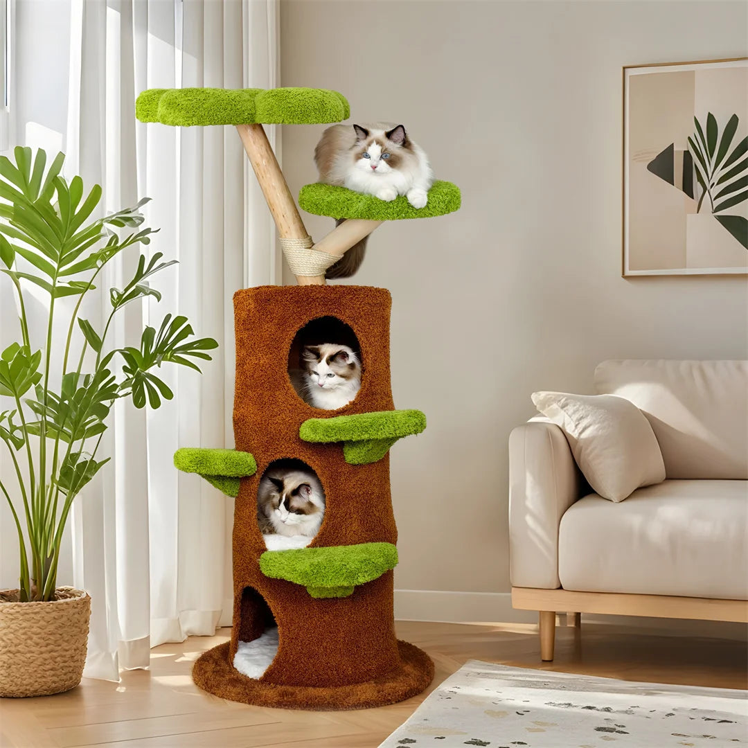 Multi-Level Cat Tree Tower with Sisal Post, Plush Cave & Activity Center