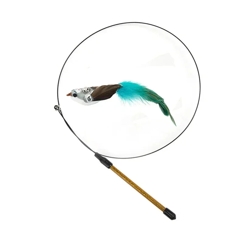 Simulation Bird Cat Toys Funny Interactive Peacock with Bell Cat Stick Toy for Kitten Playing Teaser Wand Toys Pet Cats Supplies