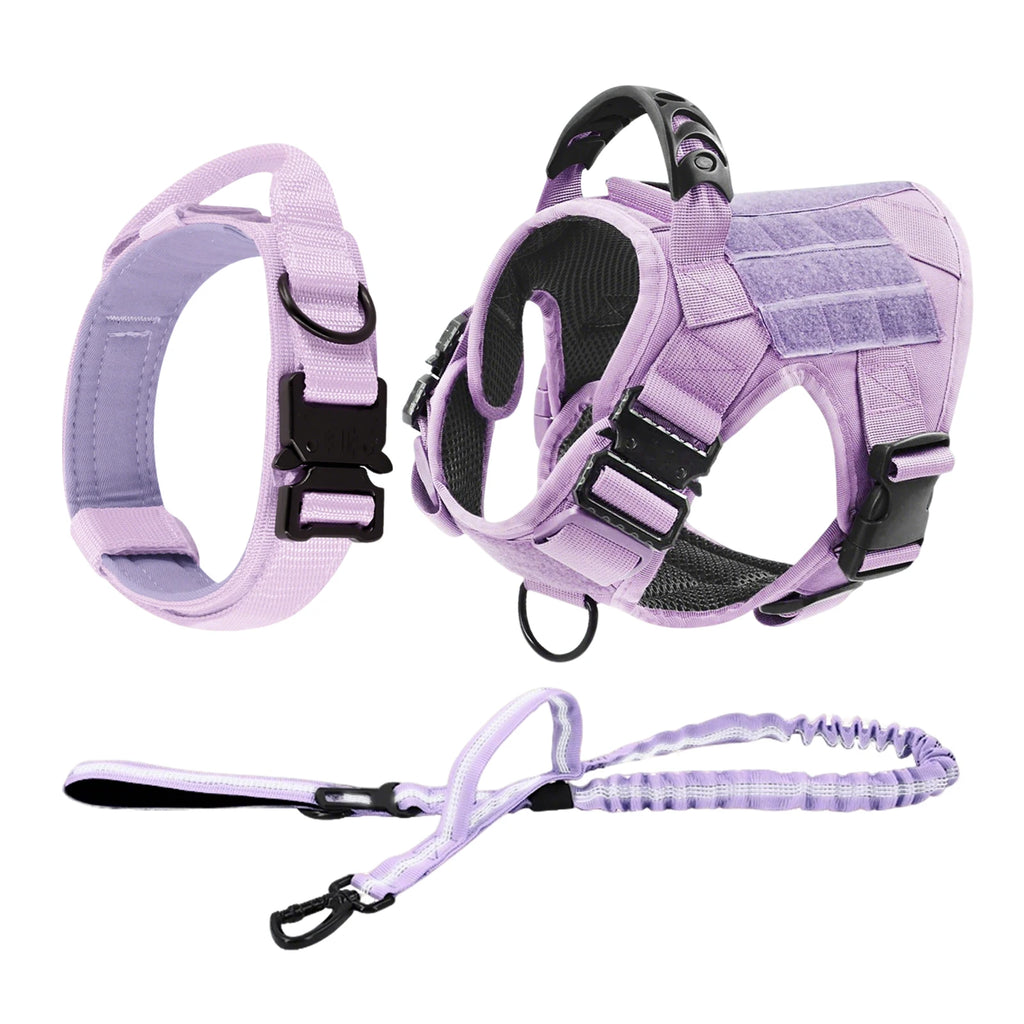 Military Tactical Dog Harness — Pink Camouflage Training Vest for Large & Medium Dogs
