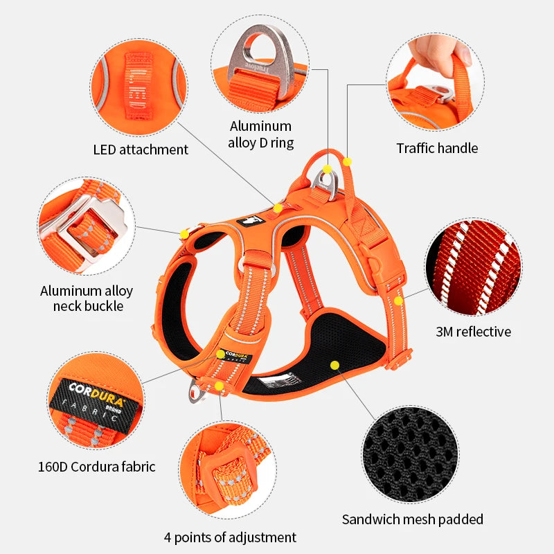 No-Pull Reflective Step-In Dog Harness — Adjustable & Comfortable