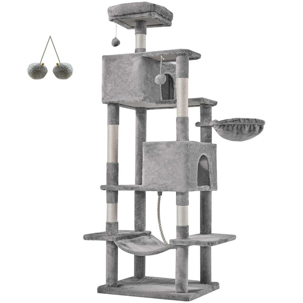 66-Inch Large Multi-Level Cat Climbing Tower with Condo & Sisal Scratching Posts