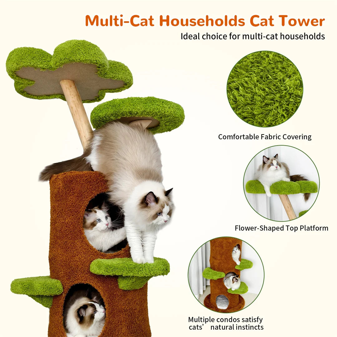 Multi-Level Cat Tree Tower with Sisal Post, Plush Cave & Activity Center