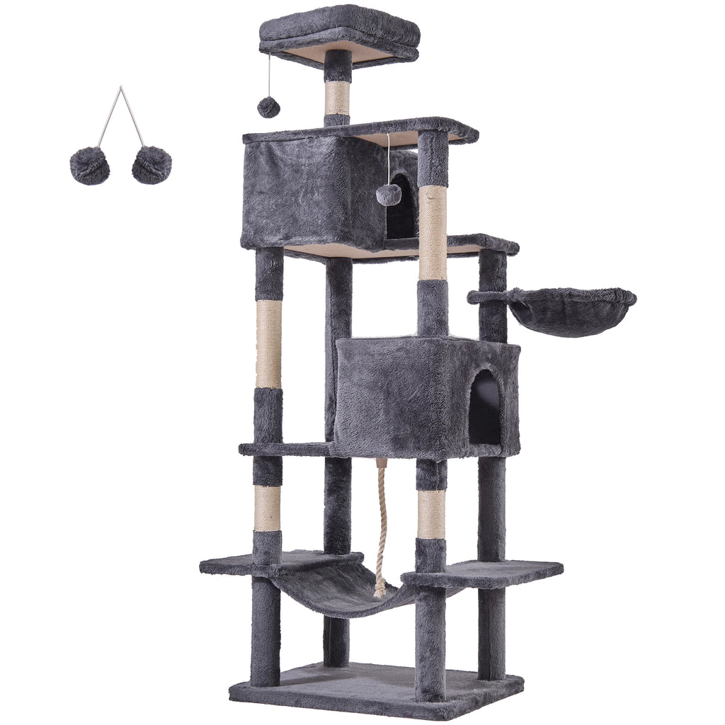 66-Inch Large Multi-Level Cat Climbing Tower with Condo & Sisal Scratching Posts