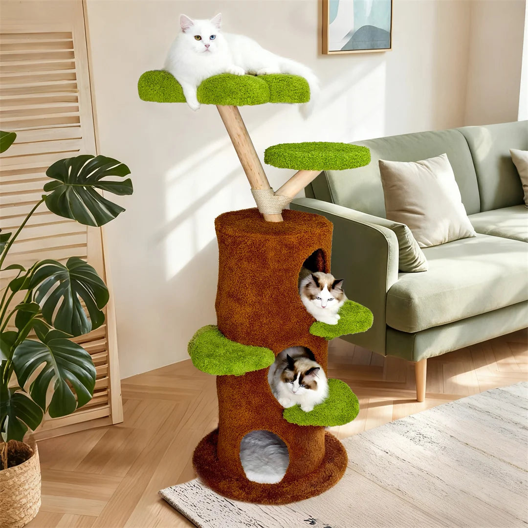 Multi-Level Cat Tree Tower with Sisal Post, Plush Cave & Activity Center