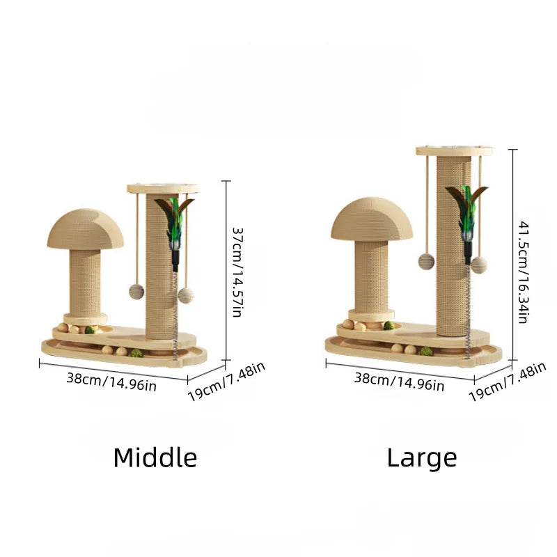 Interactive Cat Scratching Post Tower with Jute & Ball Track