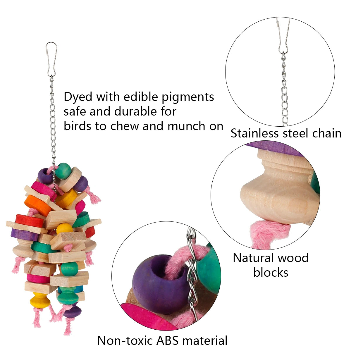 Wooden Parrot Foraging & Chewing Toy Set
