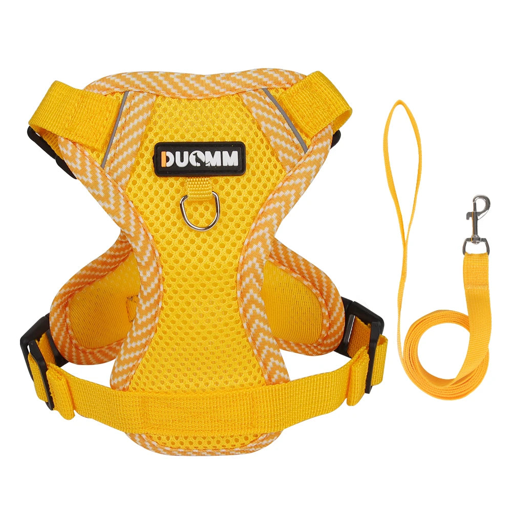 Breathable Mesh Cat & Dog Harness with Reflective Leash — Soft & Comfortable