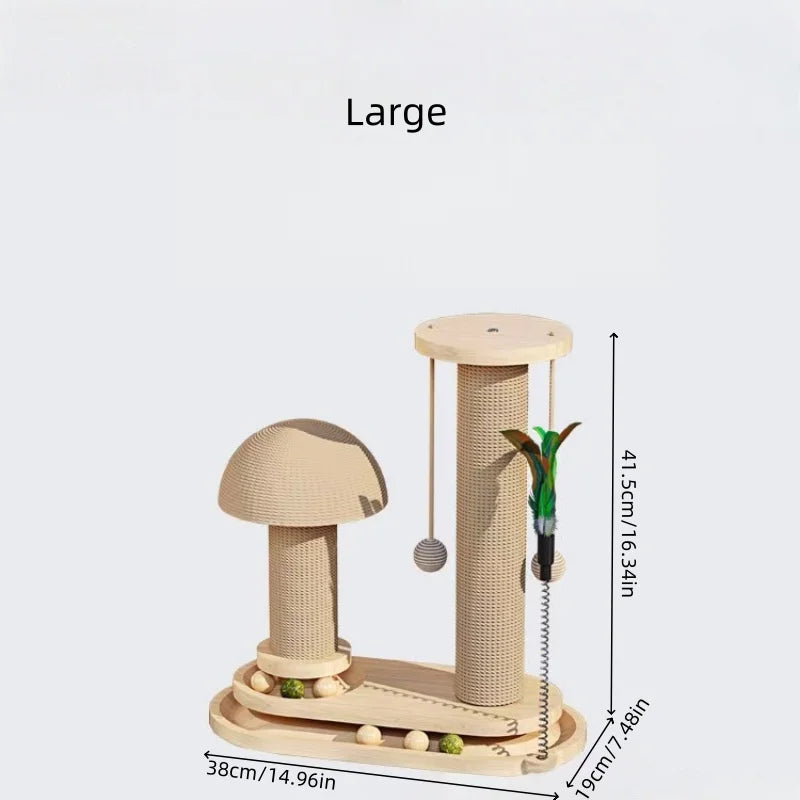 Interactive Cat Scratching Post Tower with Jute & Ball Track