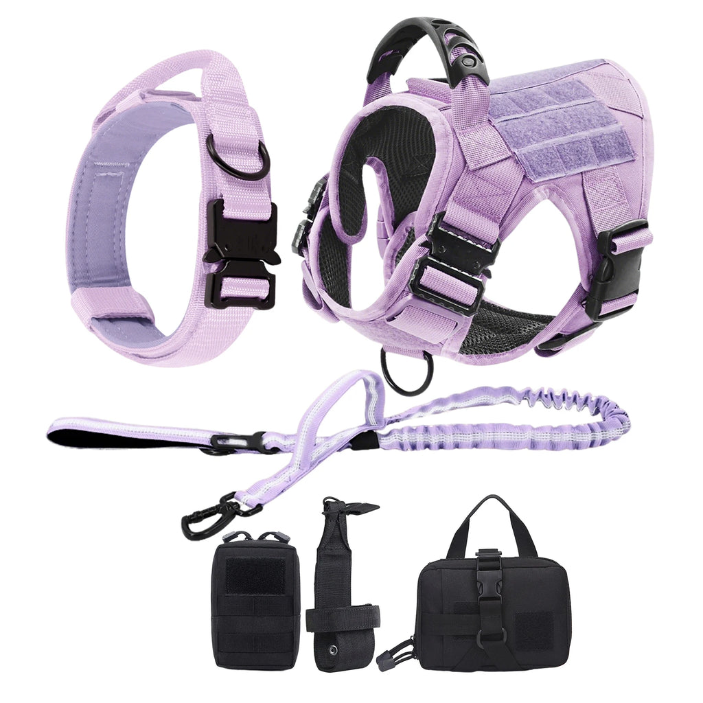 Military Tactical Dog Harness — Pink Camouflage Training Vest for Large & Medium Dogs