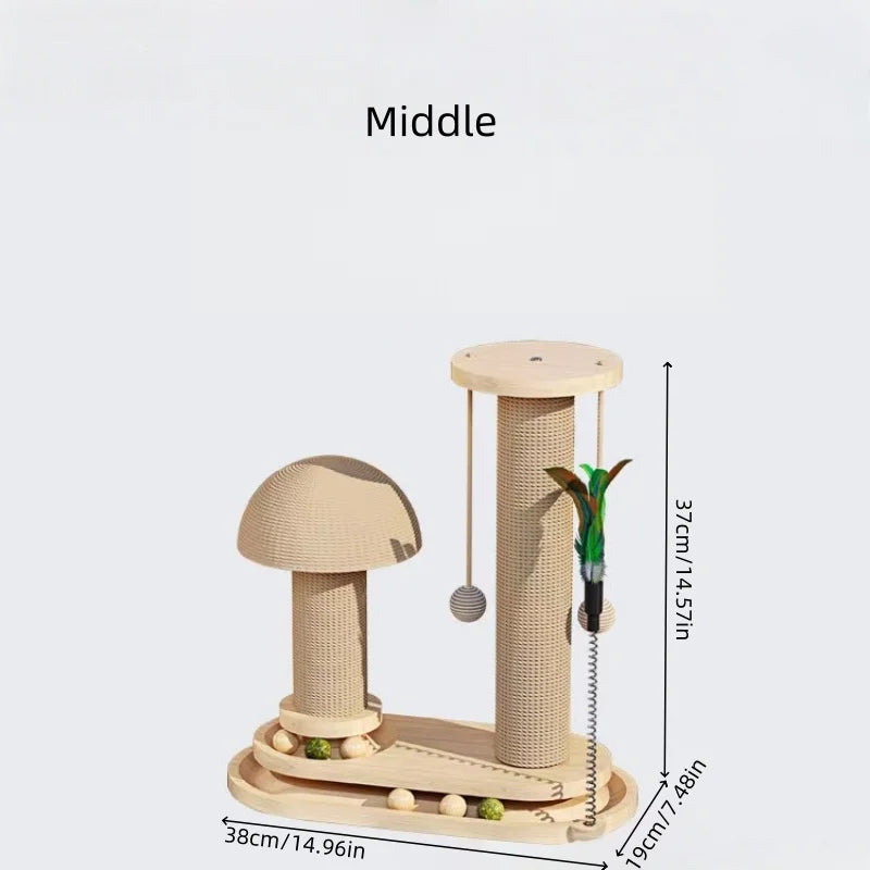 Interactive Cat Scratching Post Tower with Jute & Ball Track