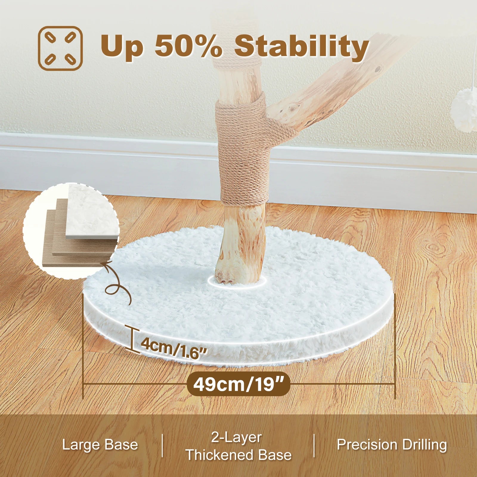 Luxury Boho Cat Tree with Wicker Basket, Real Wood Branches & Sisal Posts