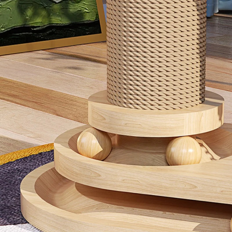 Interactive Cat Scratching Post Tower with Jute & Ball Track