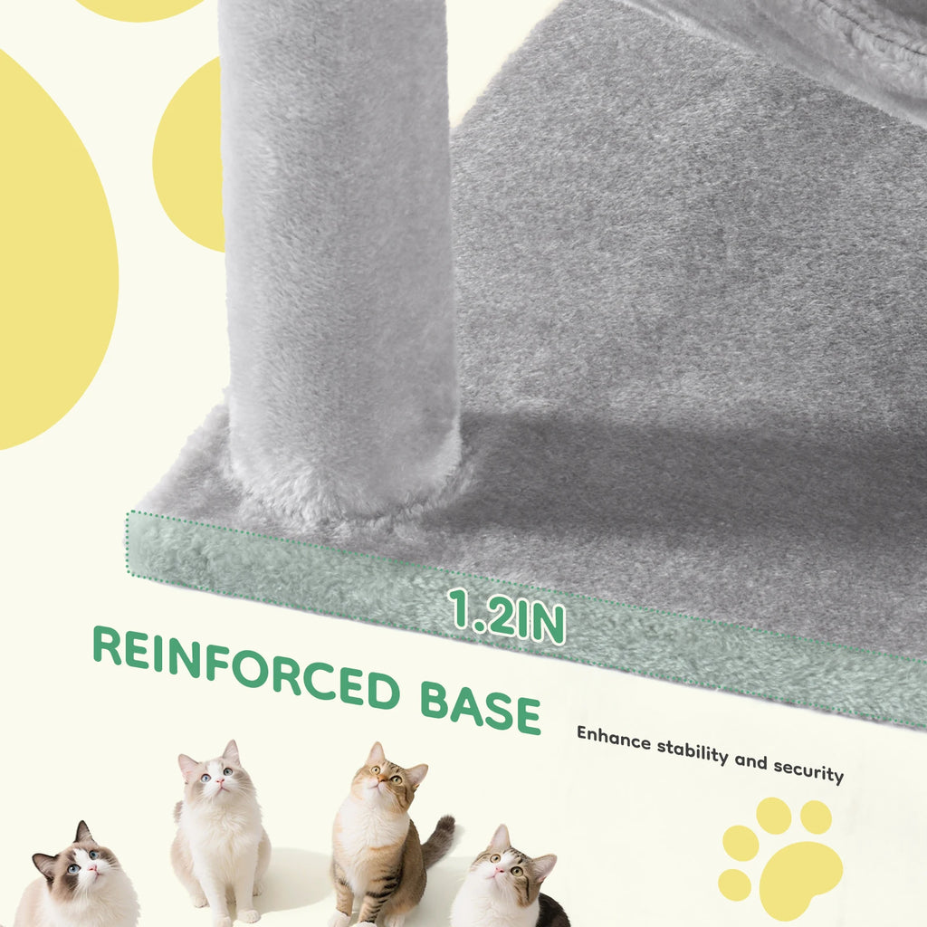 44-Inch Tall Multi-Cat Climbing Tower with Sisal Posts & Stable Pet House
