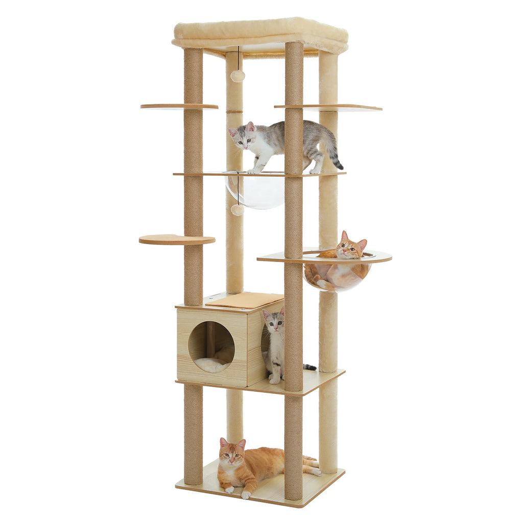 Multi-Level Cat Tree with Scratching Posts, Condo, Hammock & Top Perch
