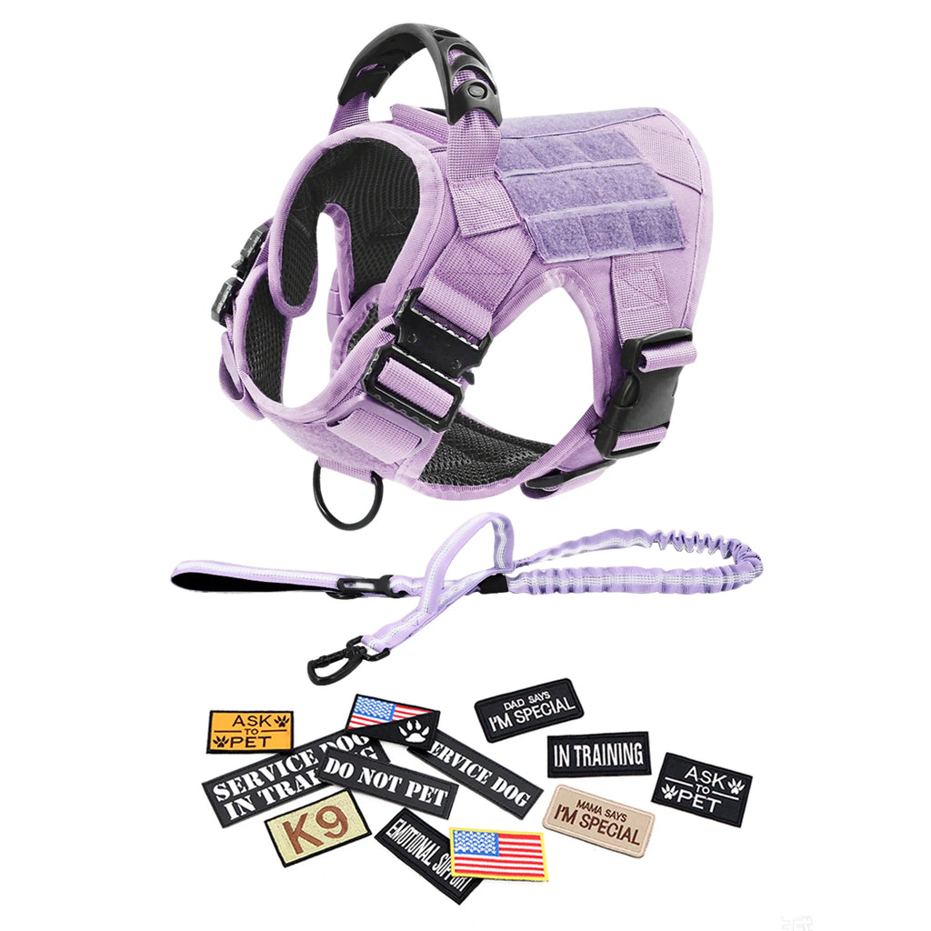Military Tactical Dog Harness — Pink Camouflage Training Vest for Large & Medium Dogs