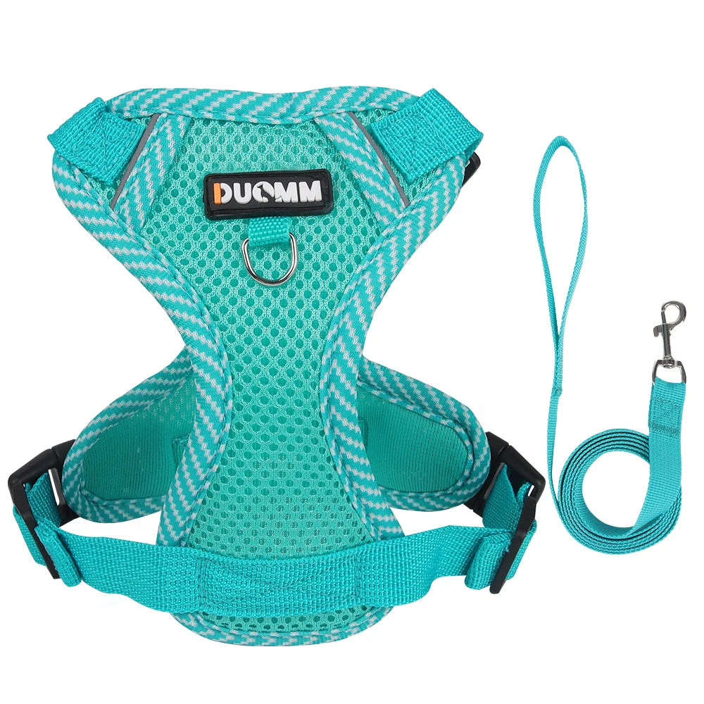 Breathable Mesh Cat & Dog Harness with Reflective Leash — Soft & Comfortable
