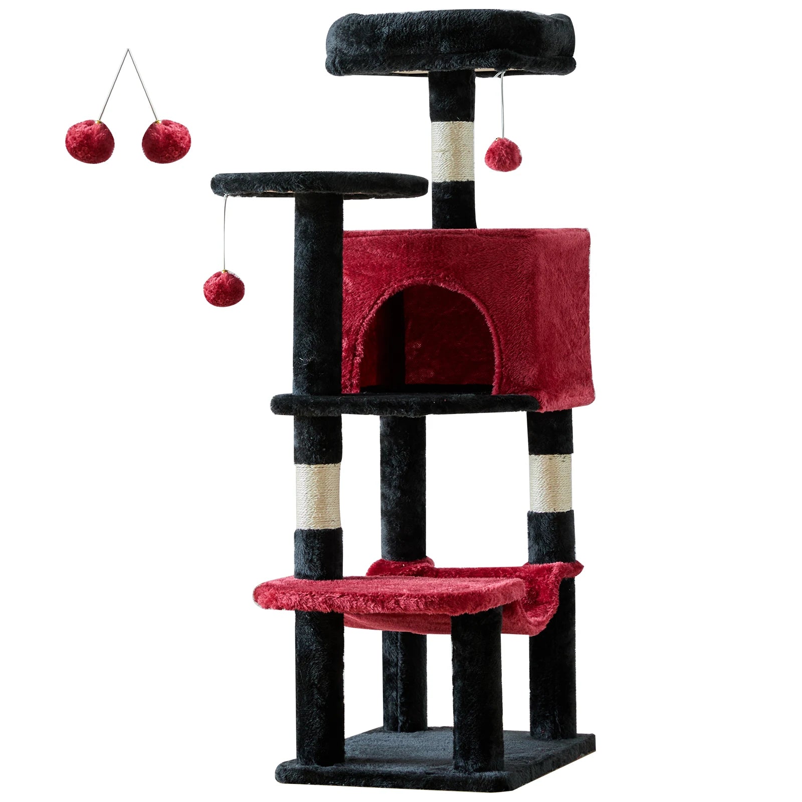 44-Inch Tall Multi-Cat Climbing Tower with Sisal Posts & Stable Pet House