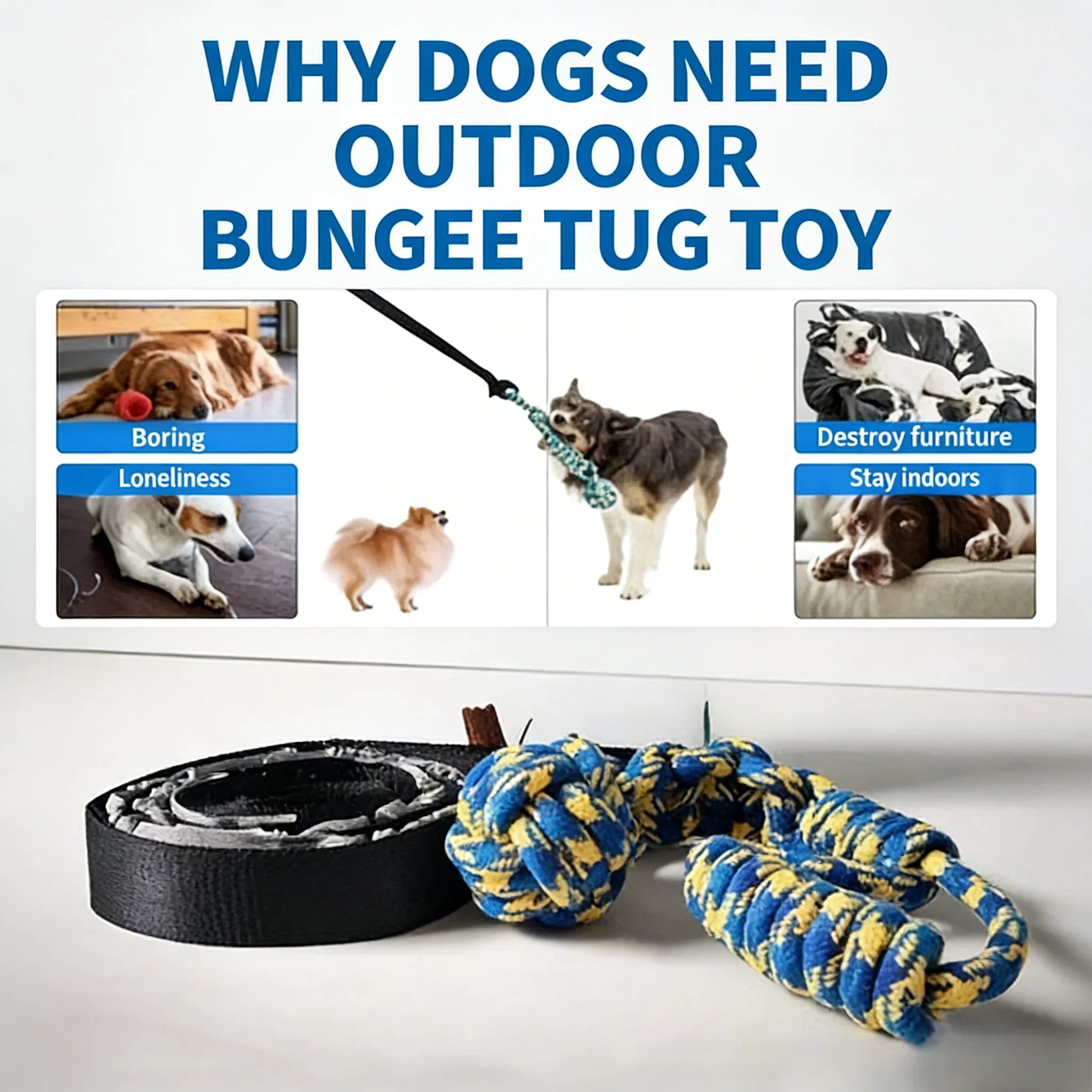 Durable Dog Tug Toy with Knot — Teeth-Cleaning Chew for Indoor & Outdoor