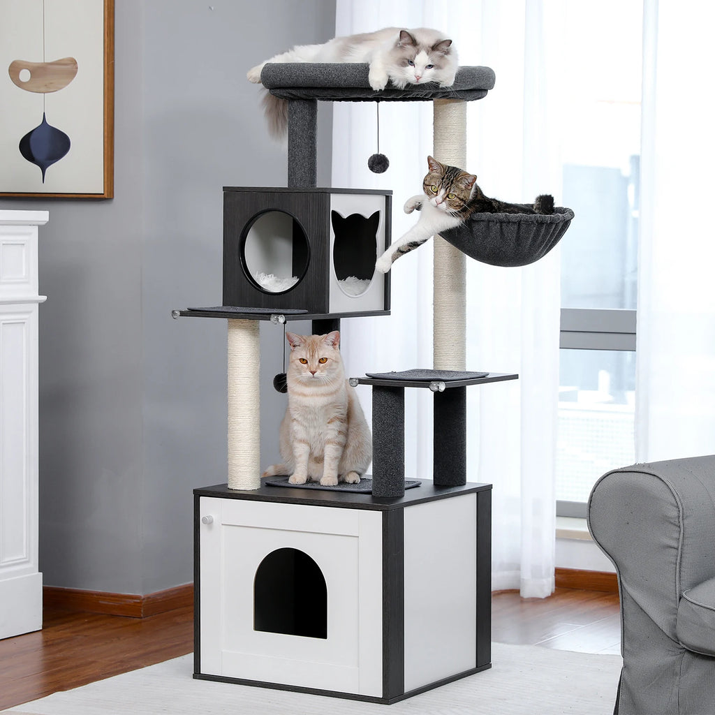 Multi-Level Cat Tree with Scratching Posts, Condo, Hammock & Top Perch