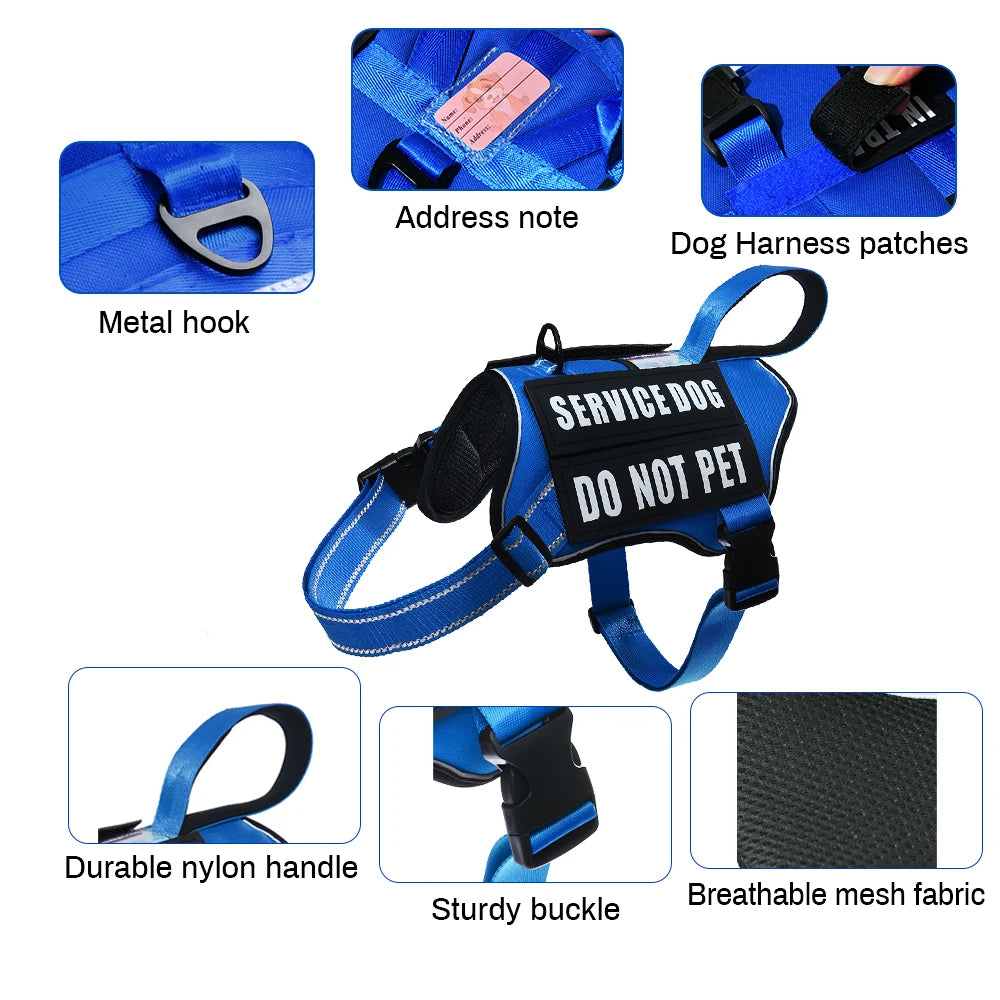 No-Pull Dog Harness with 4 Patches — Reflective Padded Vest for Medium & Large Dogs