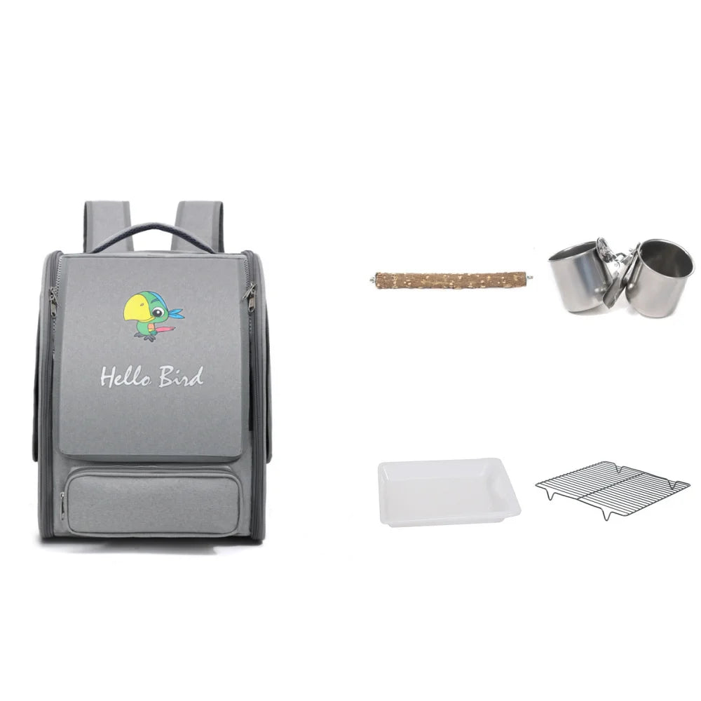 Portable Bird Carrier Bird Backpack Bag with Perch and Tray for Parrots Parakeets Cockatiels Pets Travel Large space Bird Cage