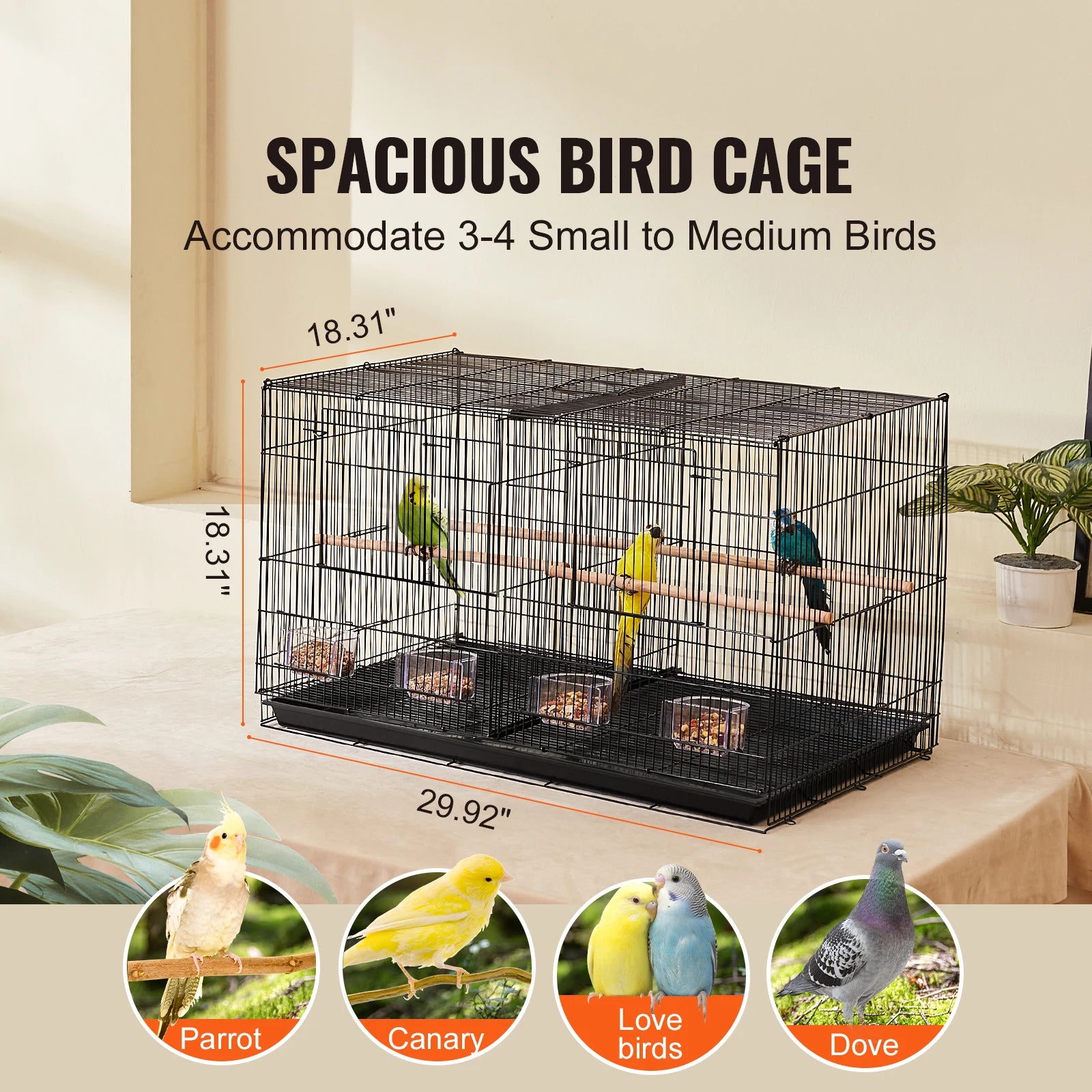 Stackable Bird Travel Cage with Handle & Perch