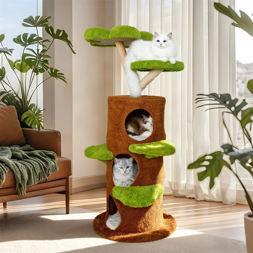 Multi-Level Cat Tree Tower with Sisal Post, Plush Cave & Activity Center