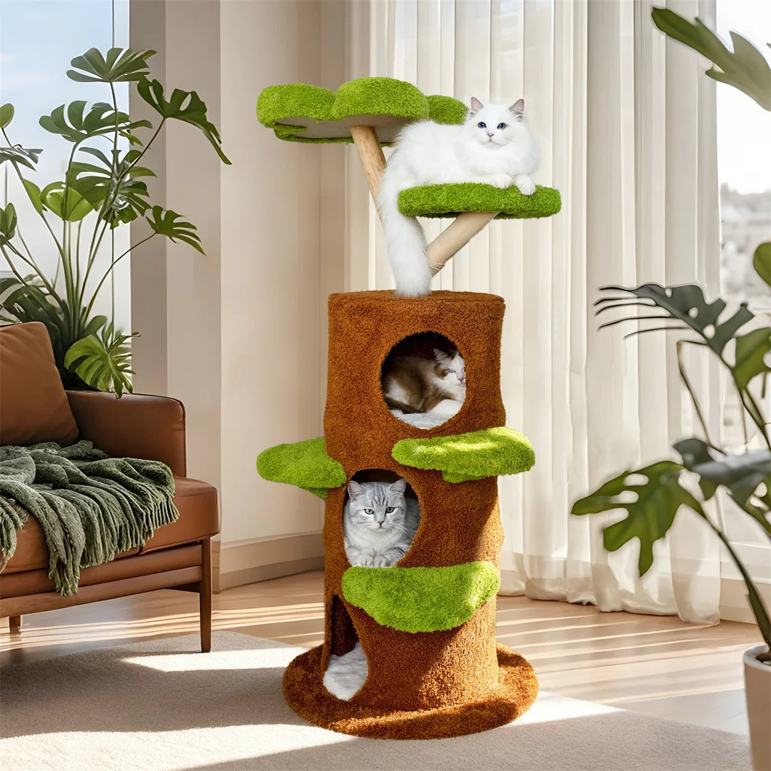 Multi-Level Cat Tree Tower with Sisal Post, Plush Cave & Activity Center
