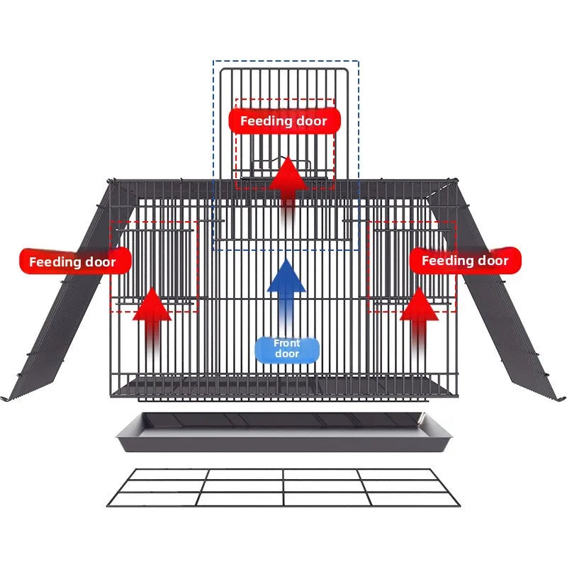Giant Bird Cage for Parrots Cockatiels Pigeons and Rabbits Heavy Duty Metal Cage Home Use Large Capacity Easy Access Bird Cage