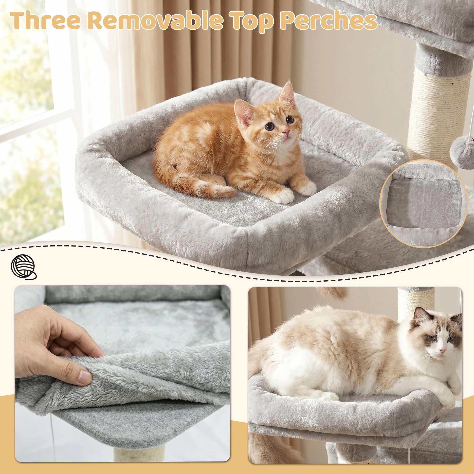 173cm Multi-Level Cat Tree Tower — 2 Condos, 3 Perches & Scratching Post