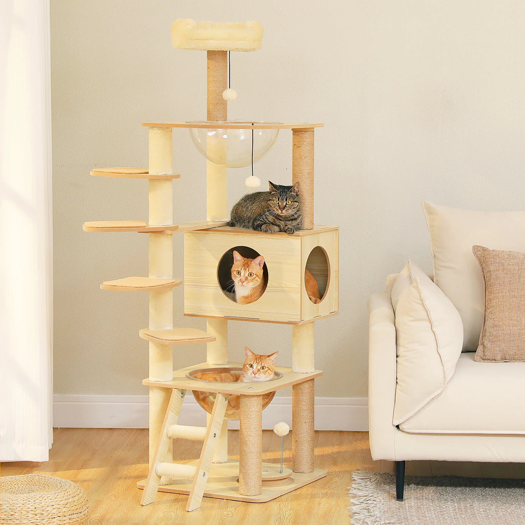 Multi-Level Cat Tree with Scratching Posts, Condo, Hammock & Top Perch