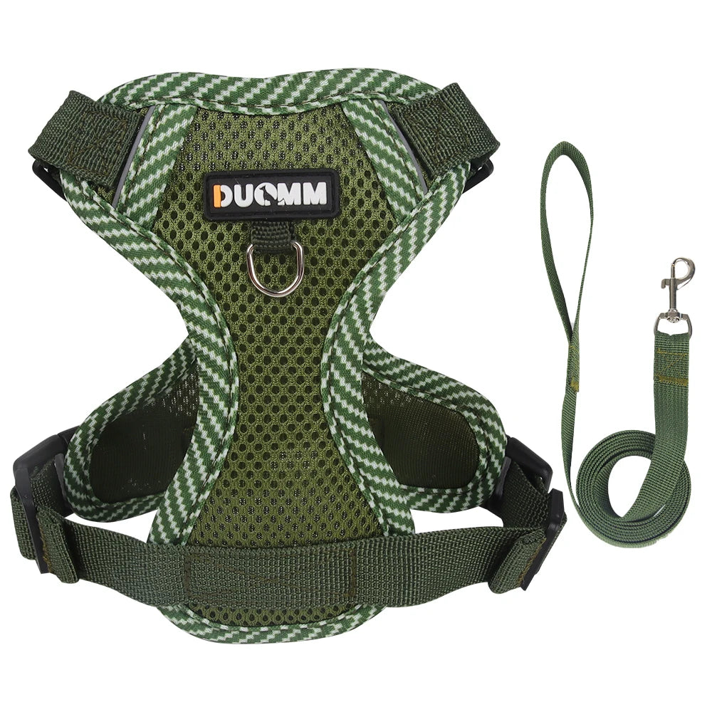 Breathable Mesh Cat & Dog Harness with Reflective Leash — Soft & Comfortable